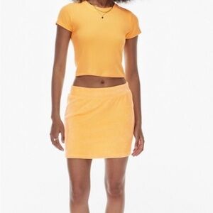 Wilfred Orange Terry Fleece Mini Skirt